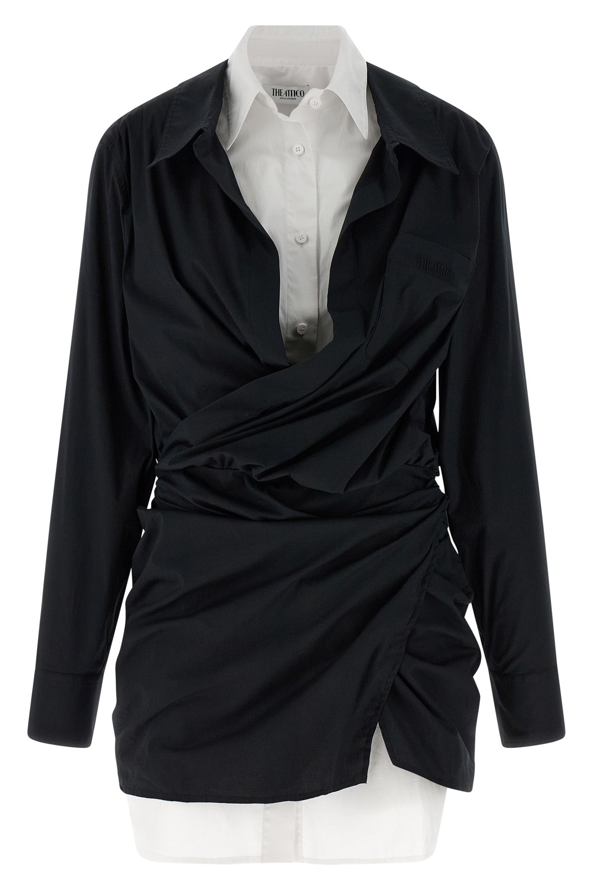 double layer mini dress in stretch cotton poplin