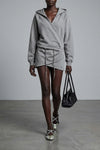 american mélange fleece hooded mini dress