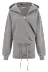 american mélange fleece hooded mini dress
