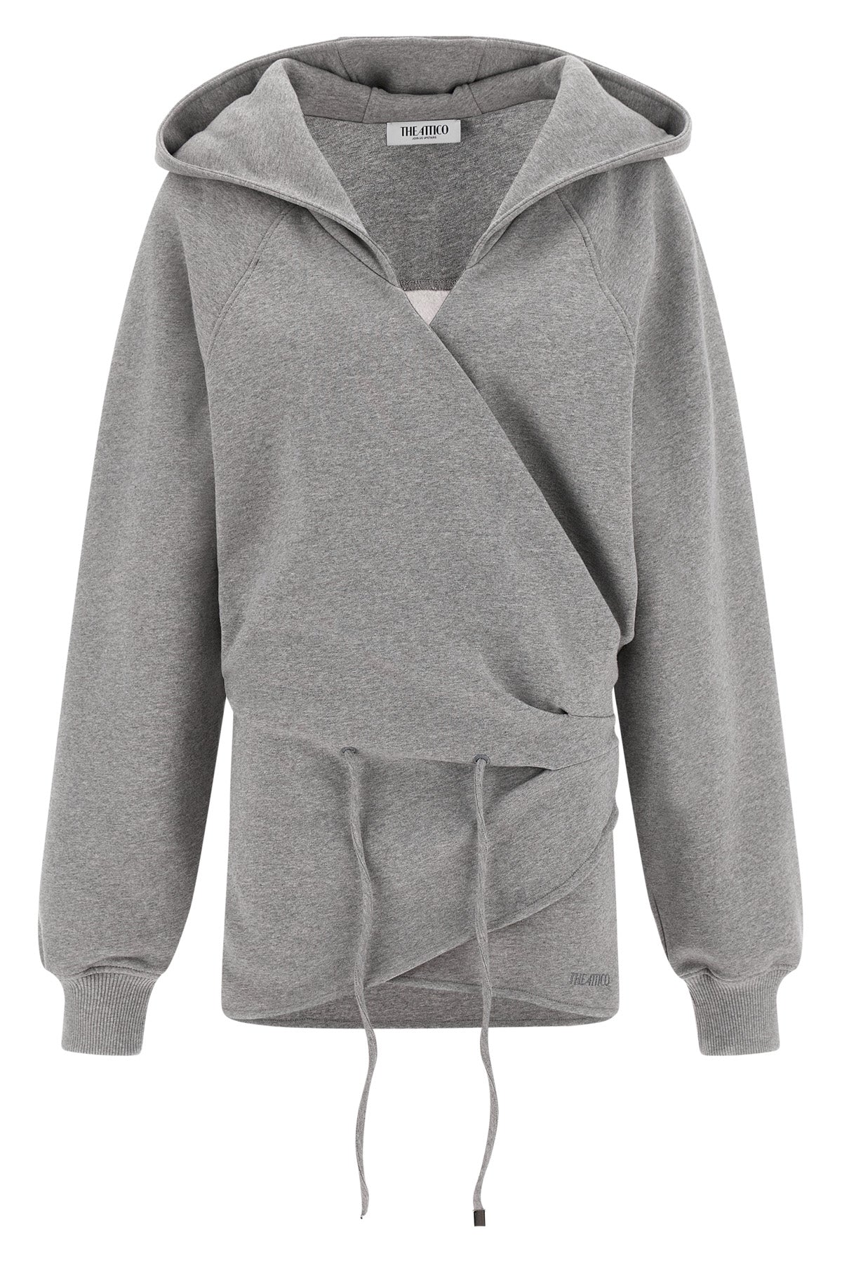 american mélange fleece hooded mini dress