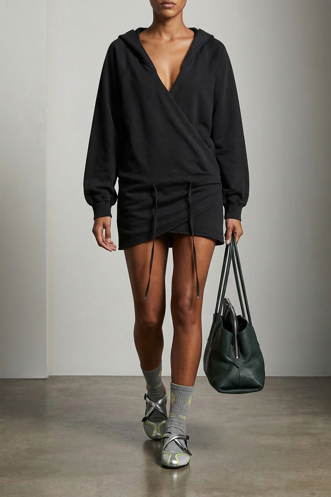 THE ATTICO 36 faded american fleece hooded mini dress