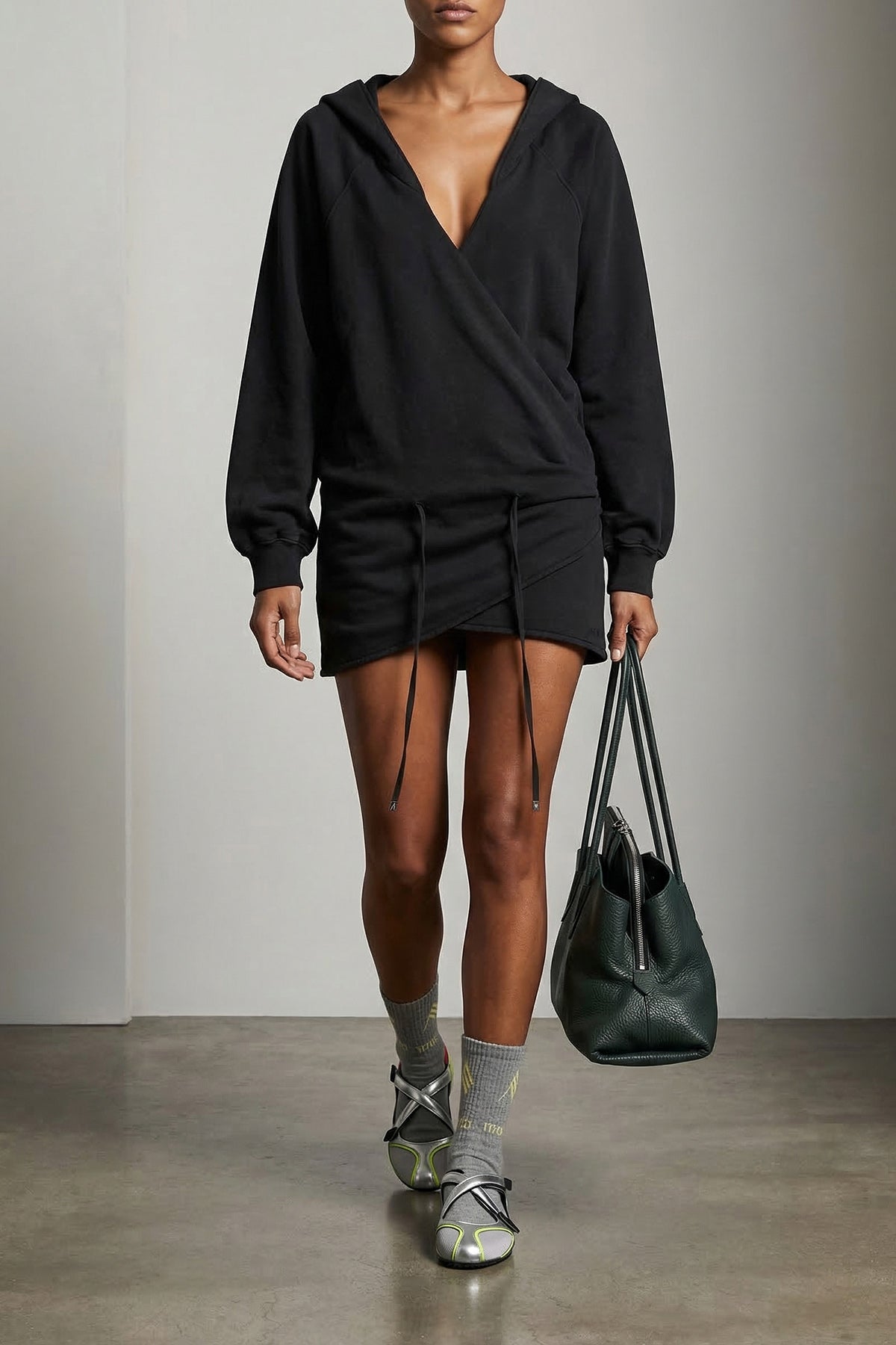 faded american fleece hooded mini dress