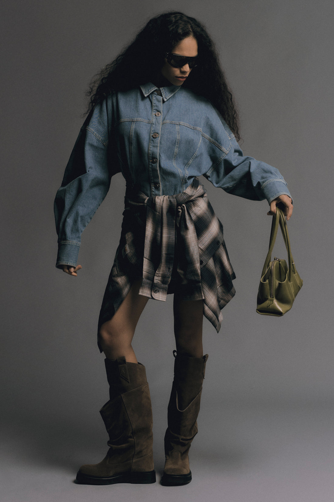 THE ATTICO 36 mini dress in stretch washed cotton denim