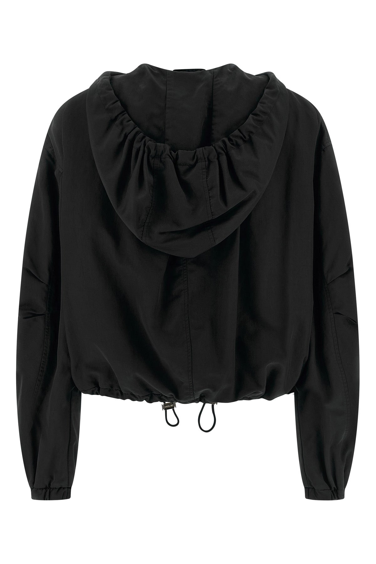 overdyed nylon hooded bomber jacket