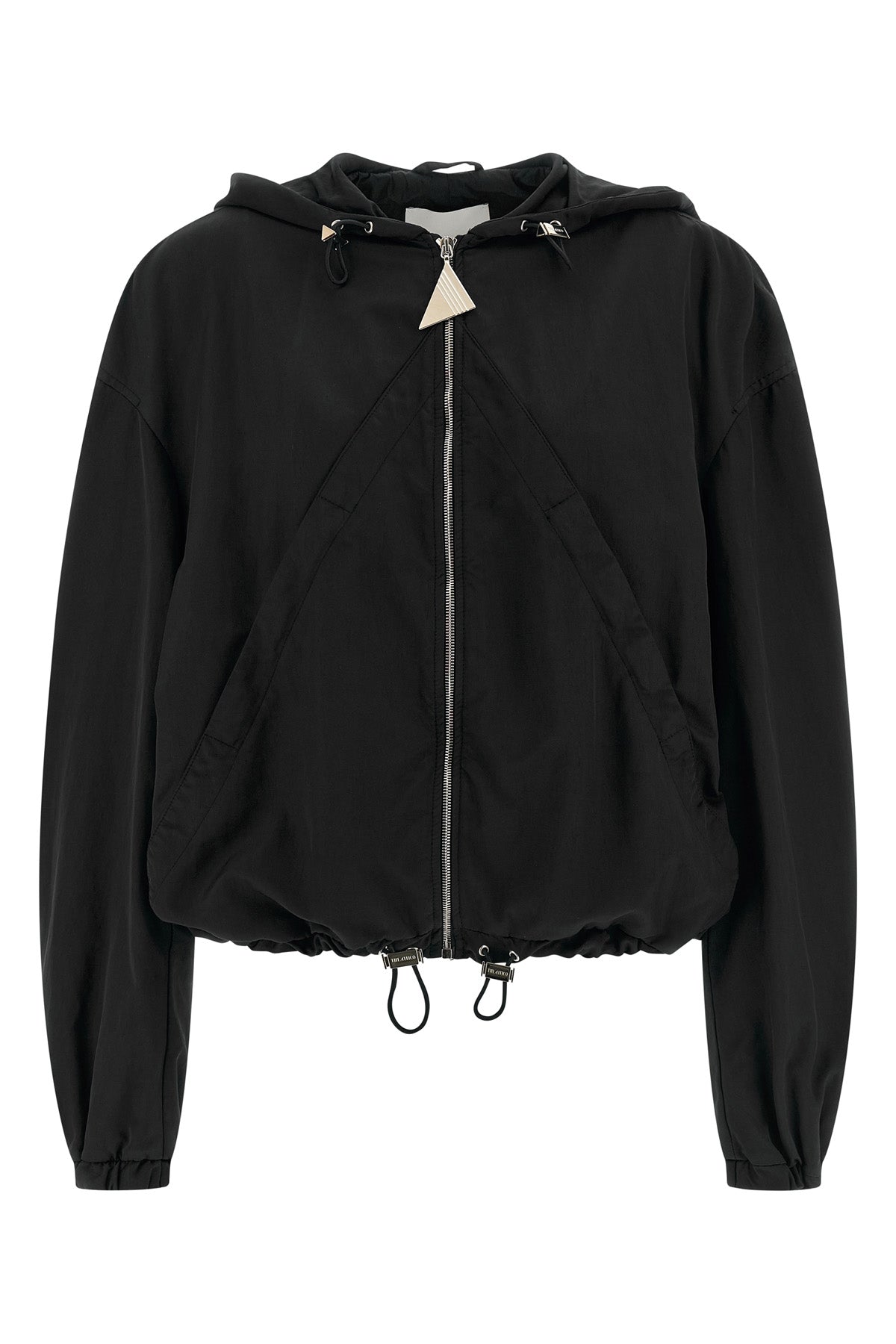 overdyed nylon hooded bomber jacket
