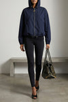 overdyed nylon hooded bomber jacket