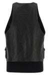 hammered leather blouson vest