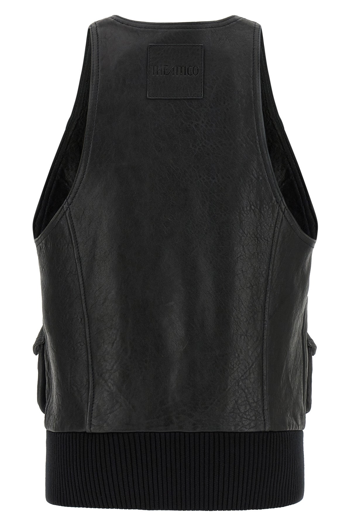 hammered leather blouson vest