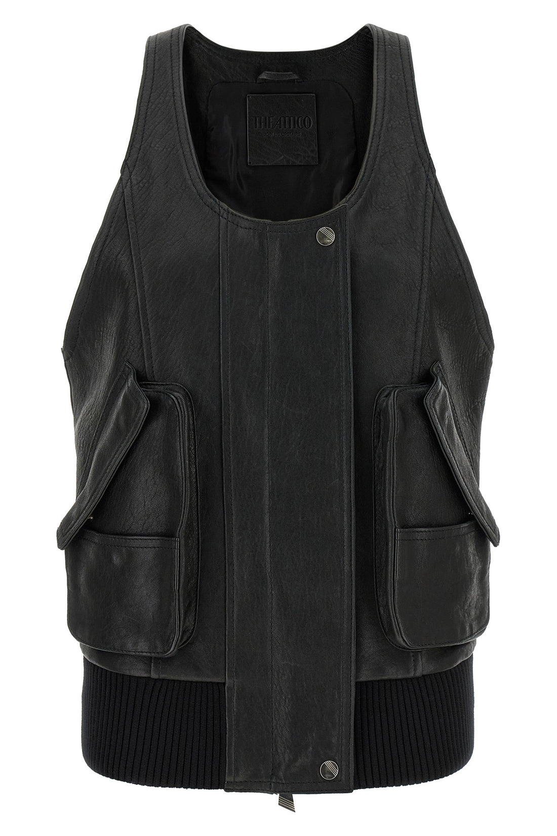 THE ATTICO 40 hammered leather blouson vest