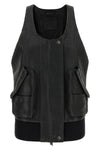 hammered leather blouson vest