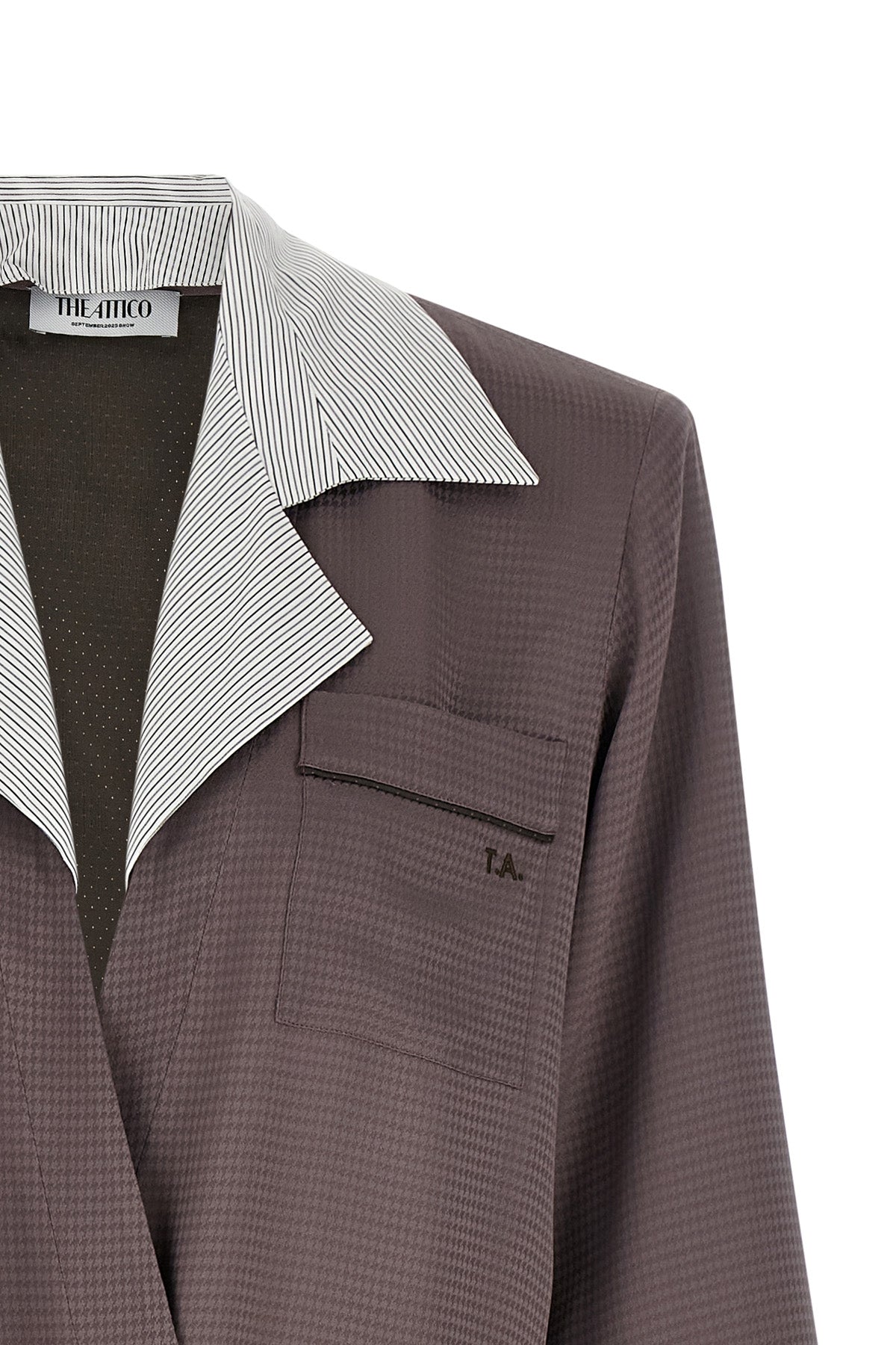 houndstooth patterned viscose satin blazer