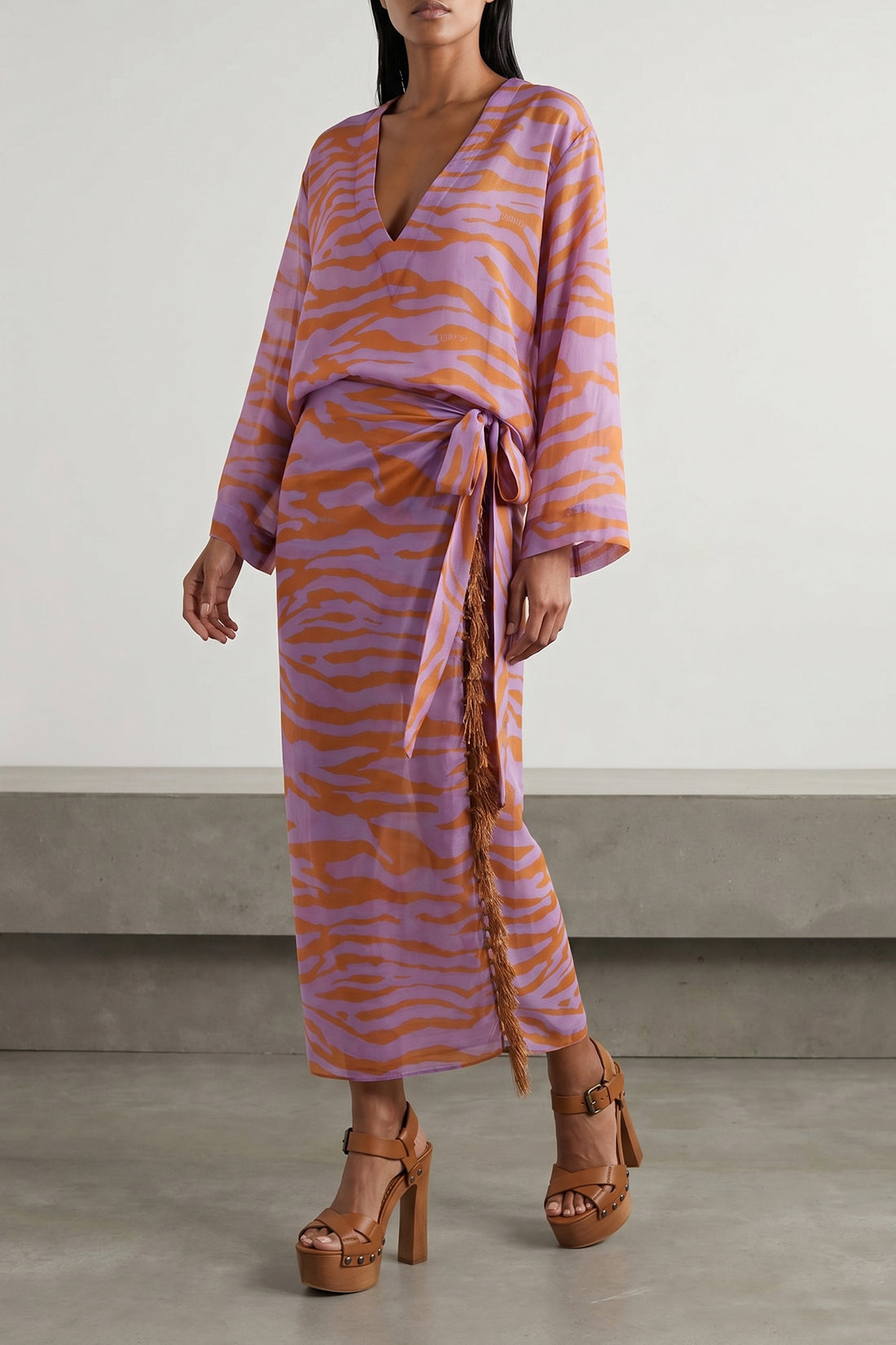 THE ATTICO 42 il primo bagno blouse in light all-over animal print cotton muslin