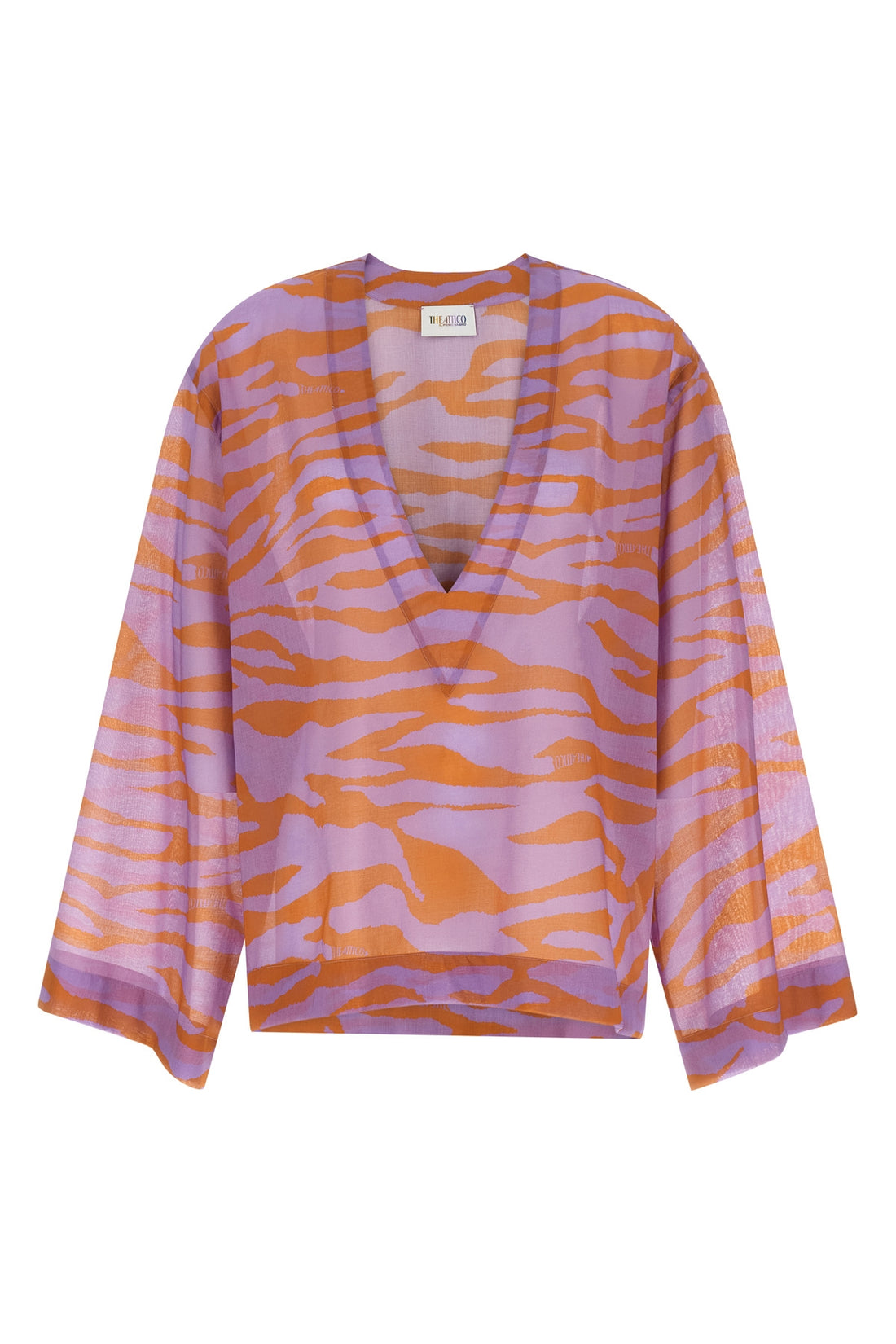 THE ATTICO 38 il primo bagno blouse in light all-over animal print cotton muslin