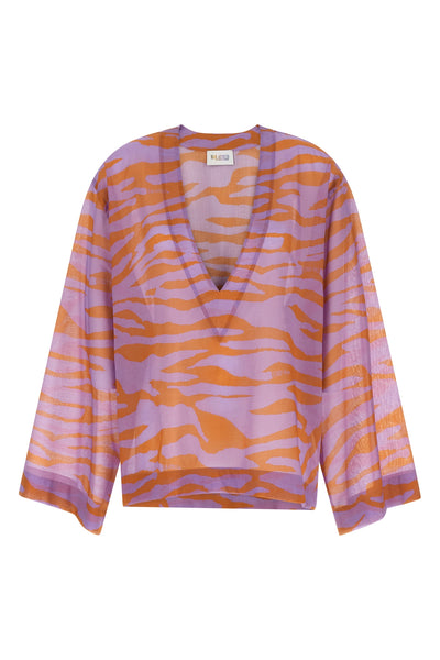 il primo bagno blouse in light all-over animal print cotton muslin