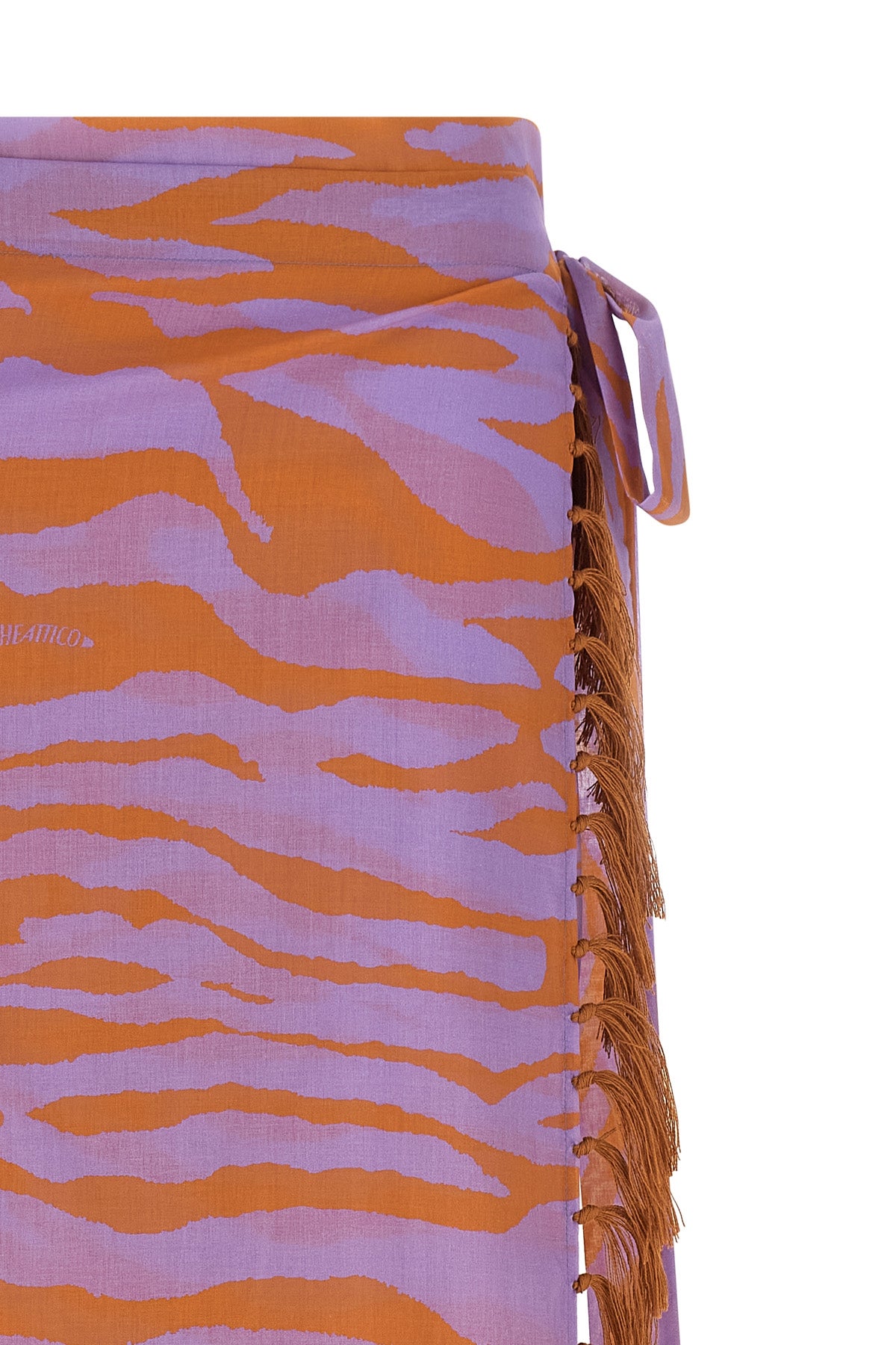 il primo bagno sarong skirt in light all-over animal print cotton muslin