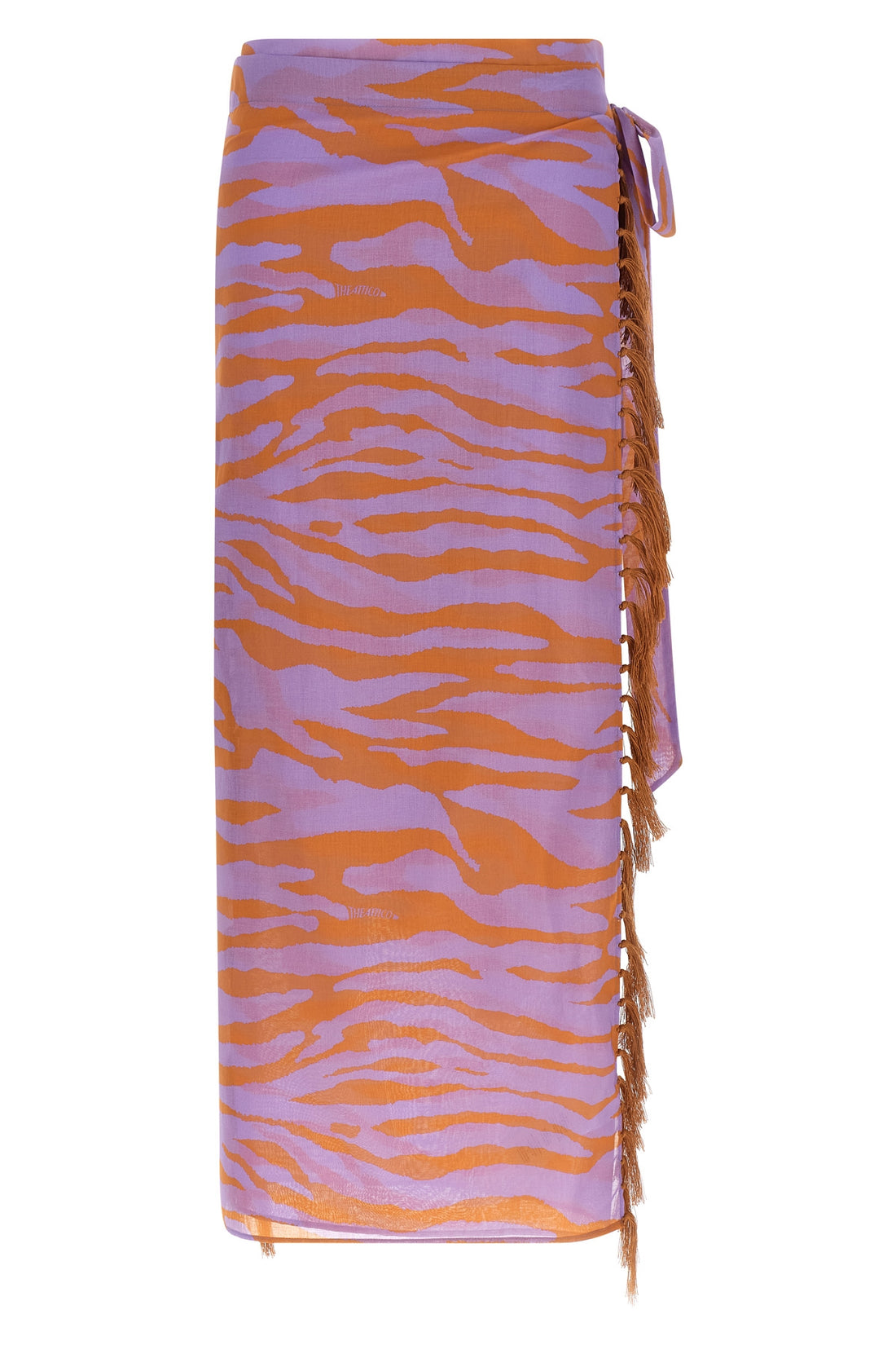 THE ATTICO OS il primo bagno sarong skirt in light all-over animal print cotton muslin