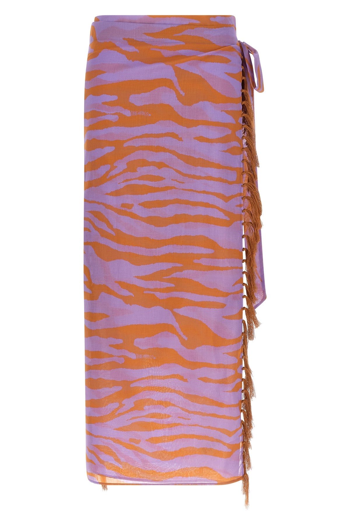 il primo bagno sarong skirt in light all-over animal print cotton muslin