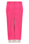 double layer midi skirt in wool gabardine