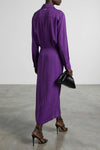 midi dress in rayon blend and shiny viscose