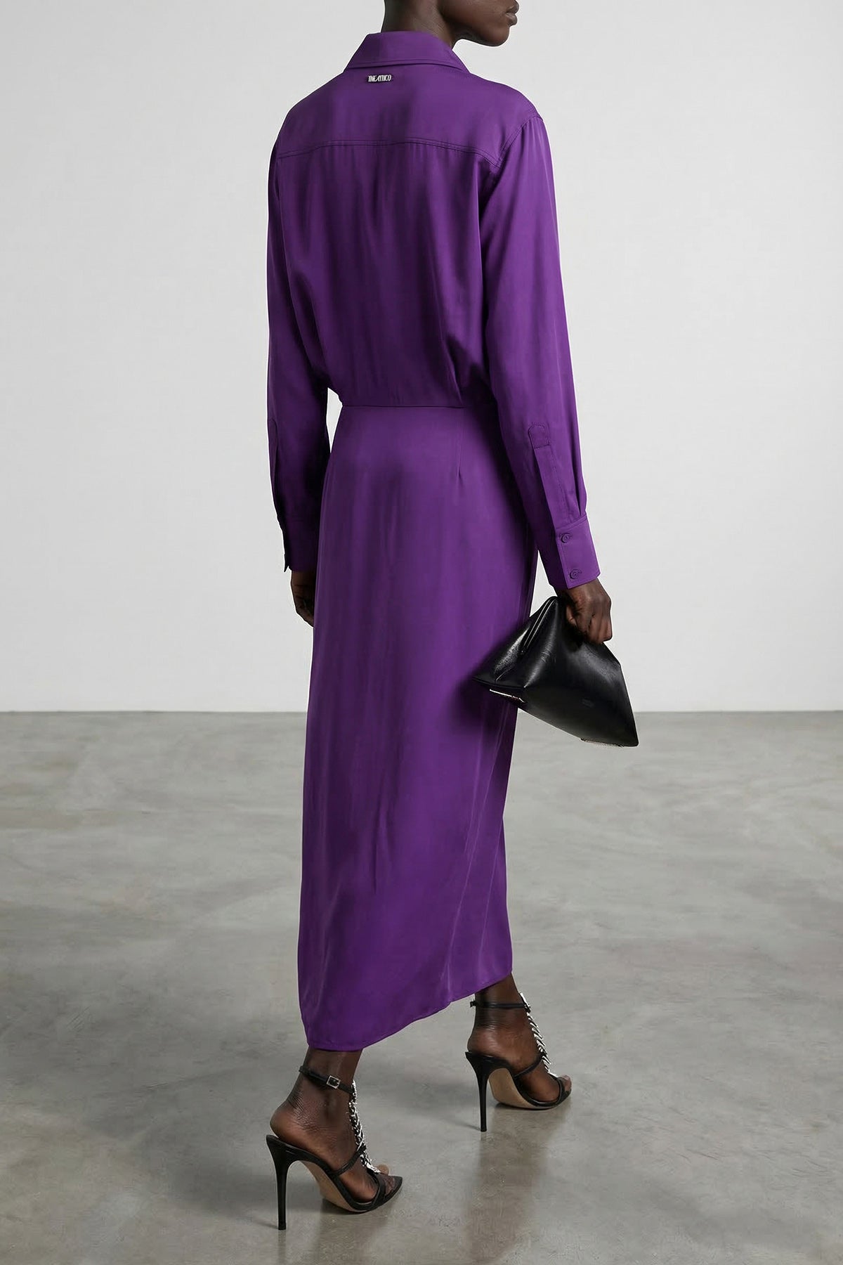 midi dress in rayon blend and shiny viscose