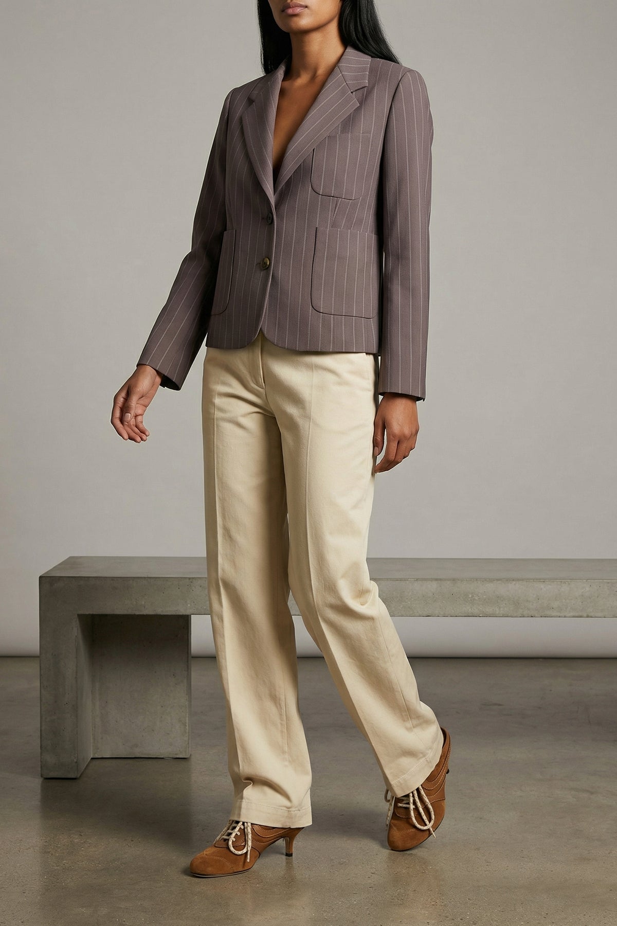 bamis single-breasted pinstripe wool blazer