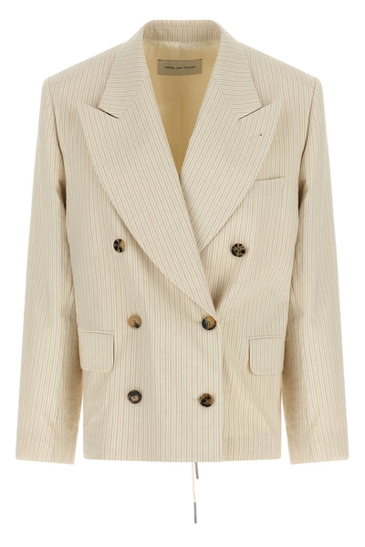 bosea bis striped crinkled cotton blend blazer jacket