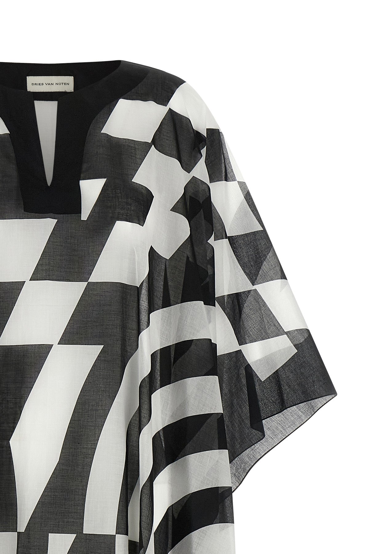 the caftan dries van noten presents a study on fluid volumes and sharp graphic c