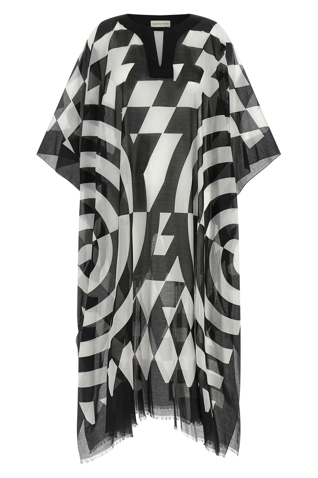 DRIES VAN NOTEN OS the caftan dries van noten presents a study on fluid volumes and sharp graphic c