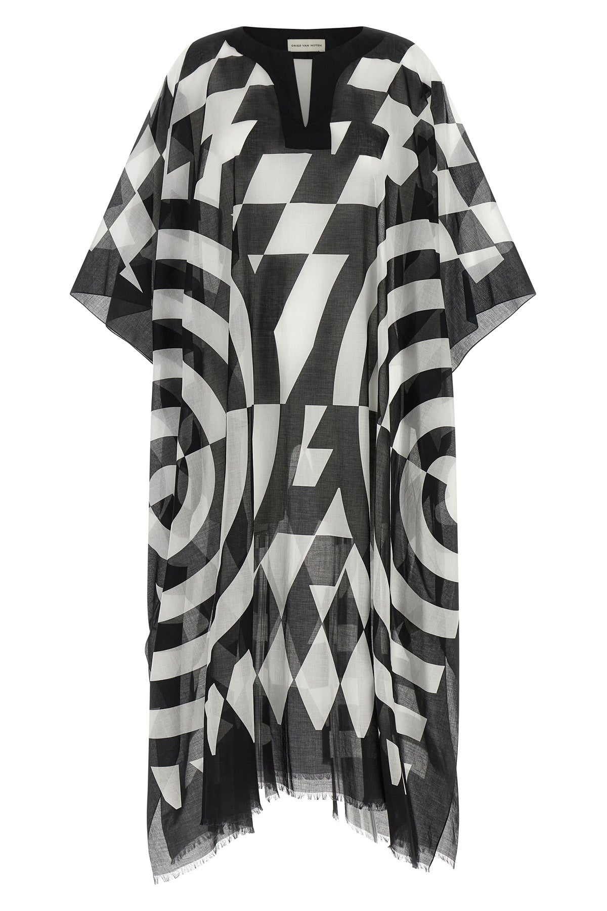 the caftan dries van noten presents a study on fluid volumes and sharp graphic c