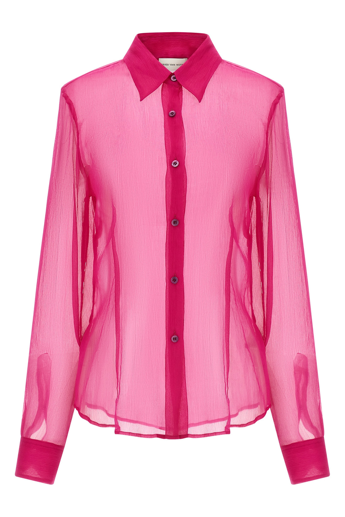 DRIES VAN NOTEN 36 cloudy semi-transparent washed silk muslin shirt