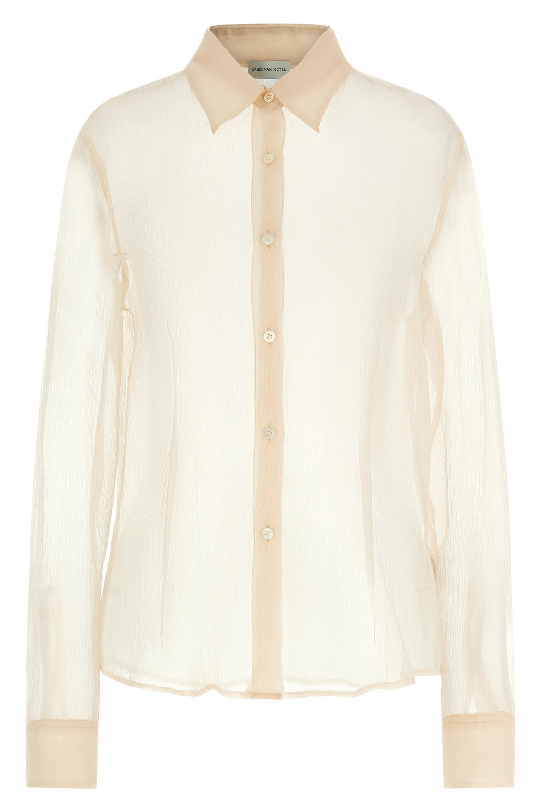 DRIES VAN NOTEN 38 cloudy semi-transparent washed muslin silk shirt