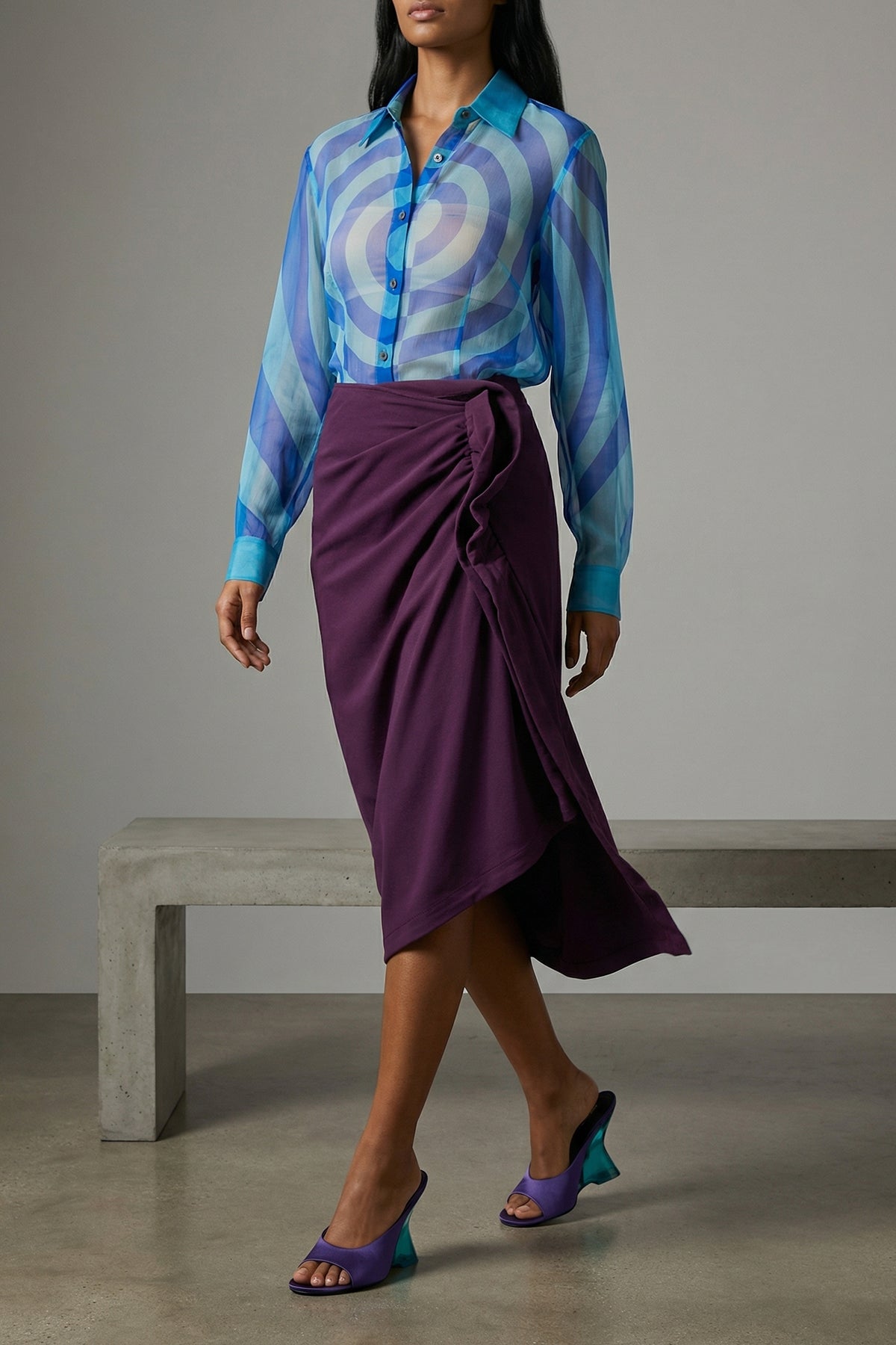 cloudy semi-transparent washed silk muslin shirt