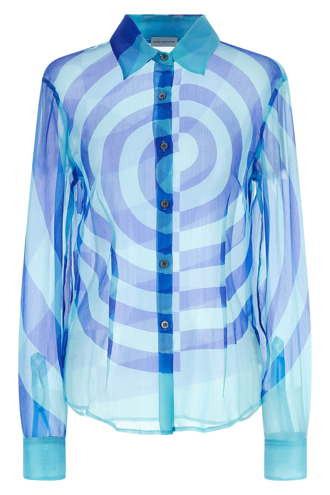 DRIES VAN NOTEN 36 cloudy semi-transparent washed silk muslin shirt