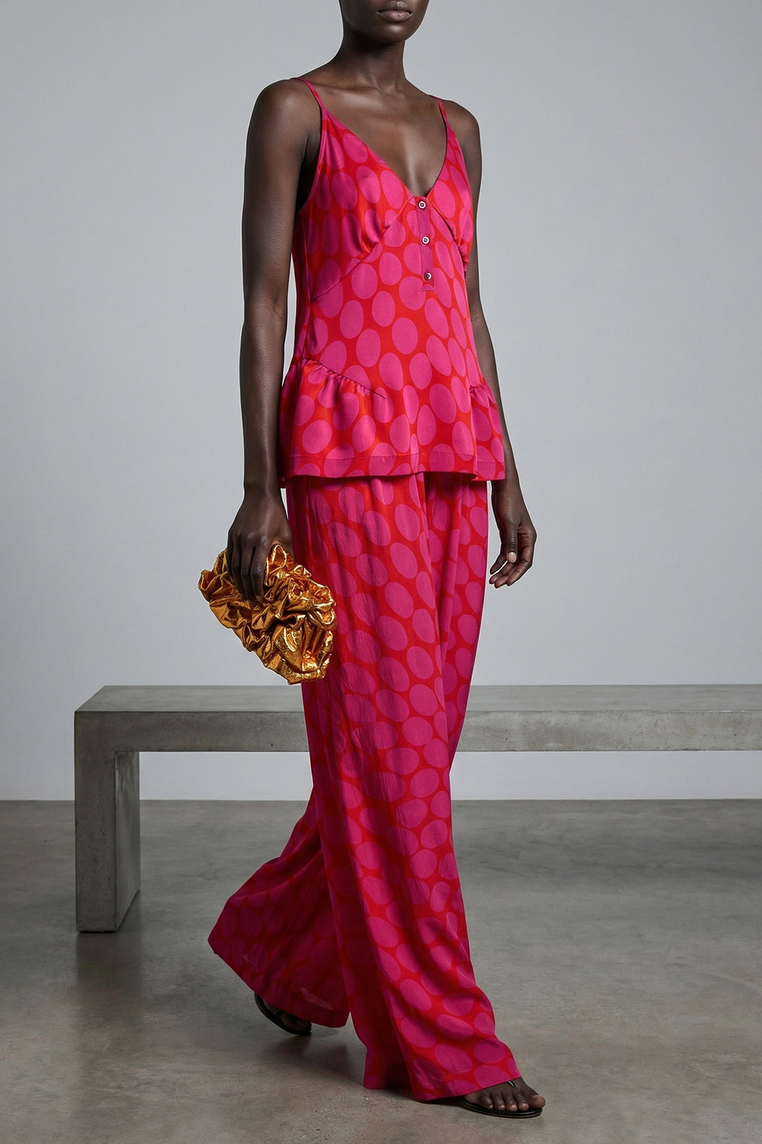 DRIES VAN NOTEN 36 caliya viscose maxi polka dot patterned top