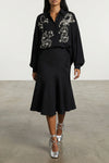 sibel midi skirt in viscose and cotton blend