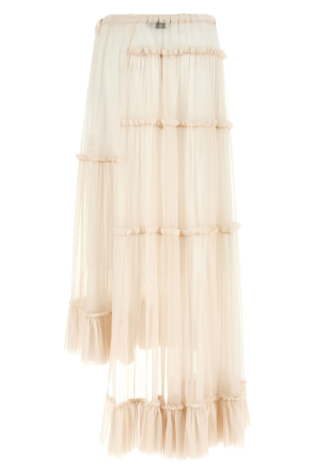 DRIES VAN NOTEN 36 sunia bis long skirt in semi-transparent washed muslin silk