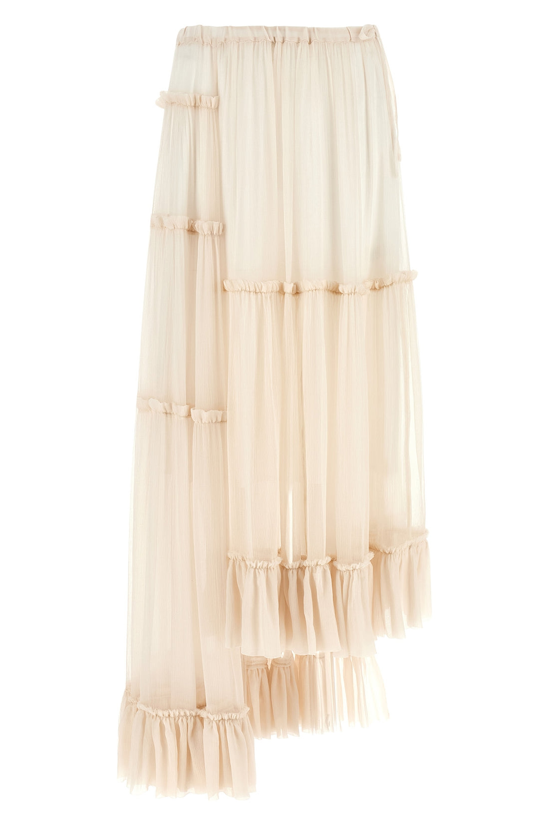 DRIES VAN NOTEN 36 sunia bis long skirt in semi-transparent washed muslin silk