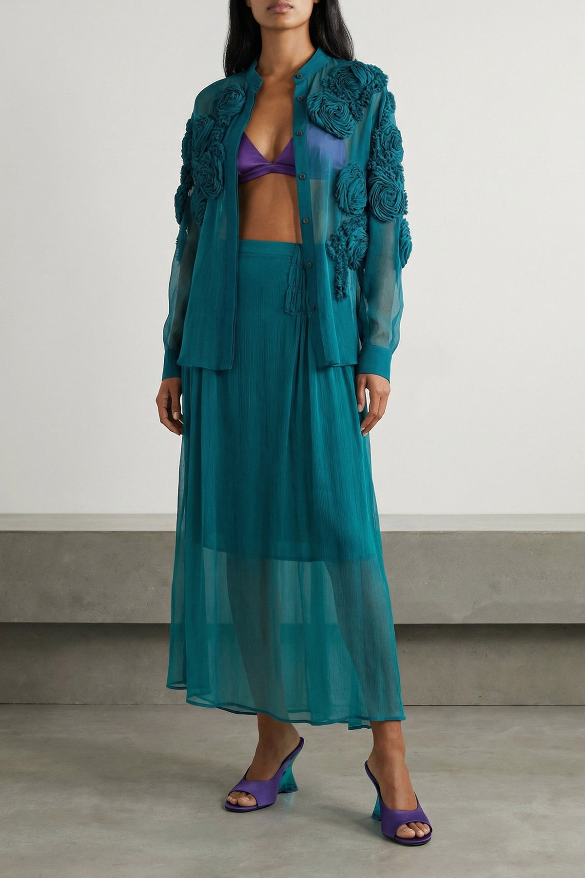 long scarlett skirt in light crinkled silk