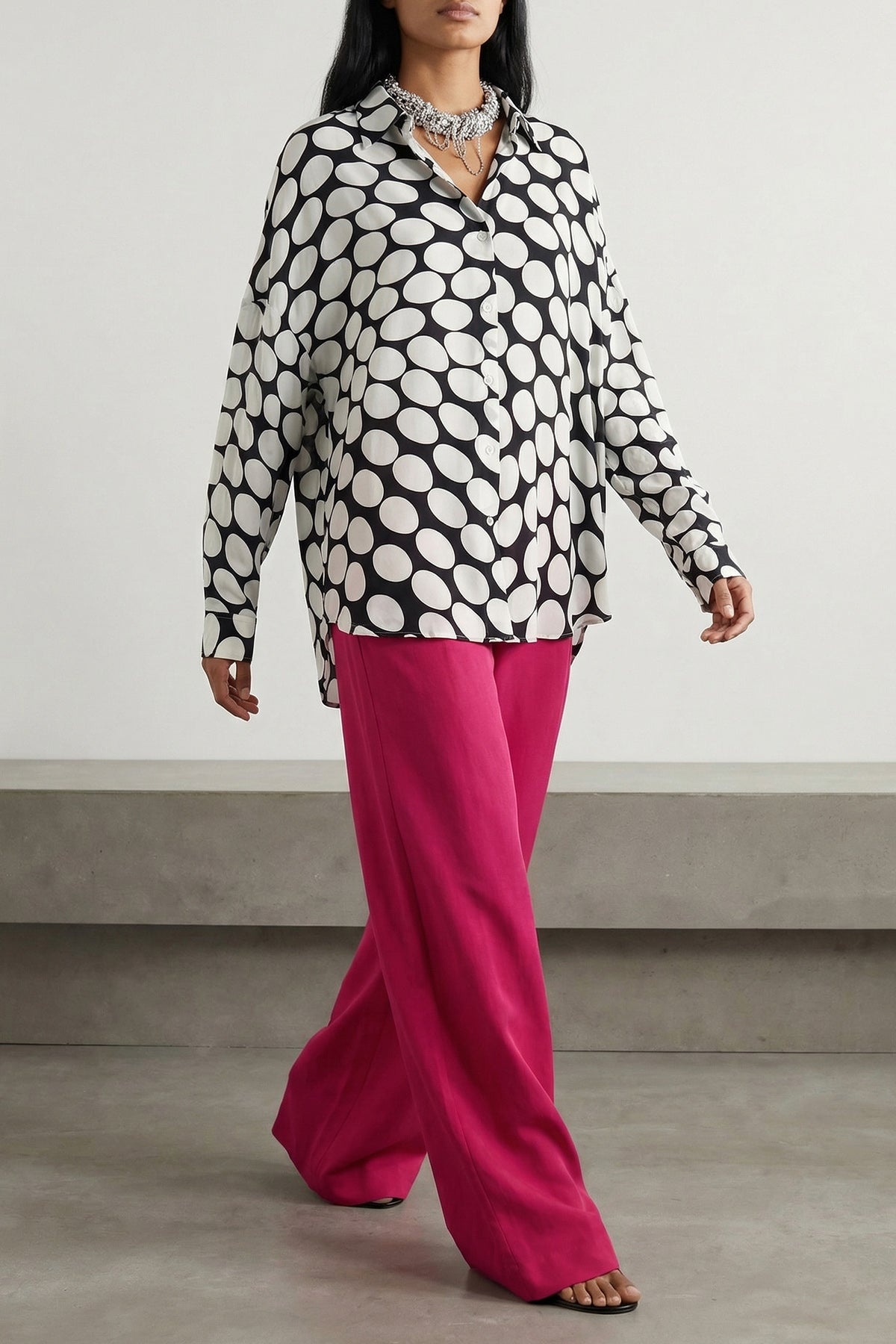 penn shiny silk-effect cotton blend trousers