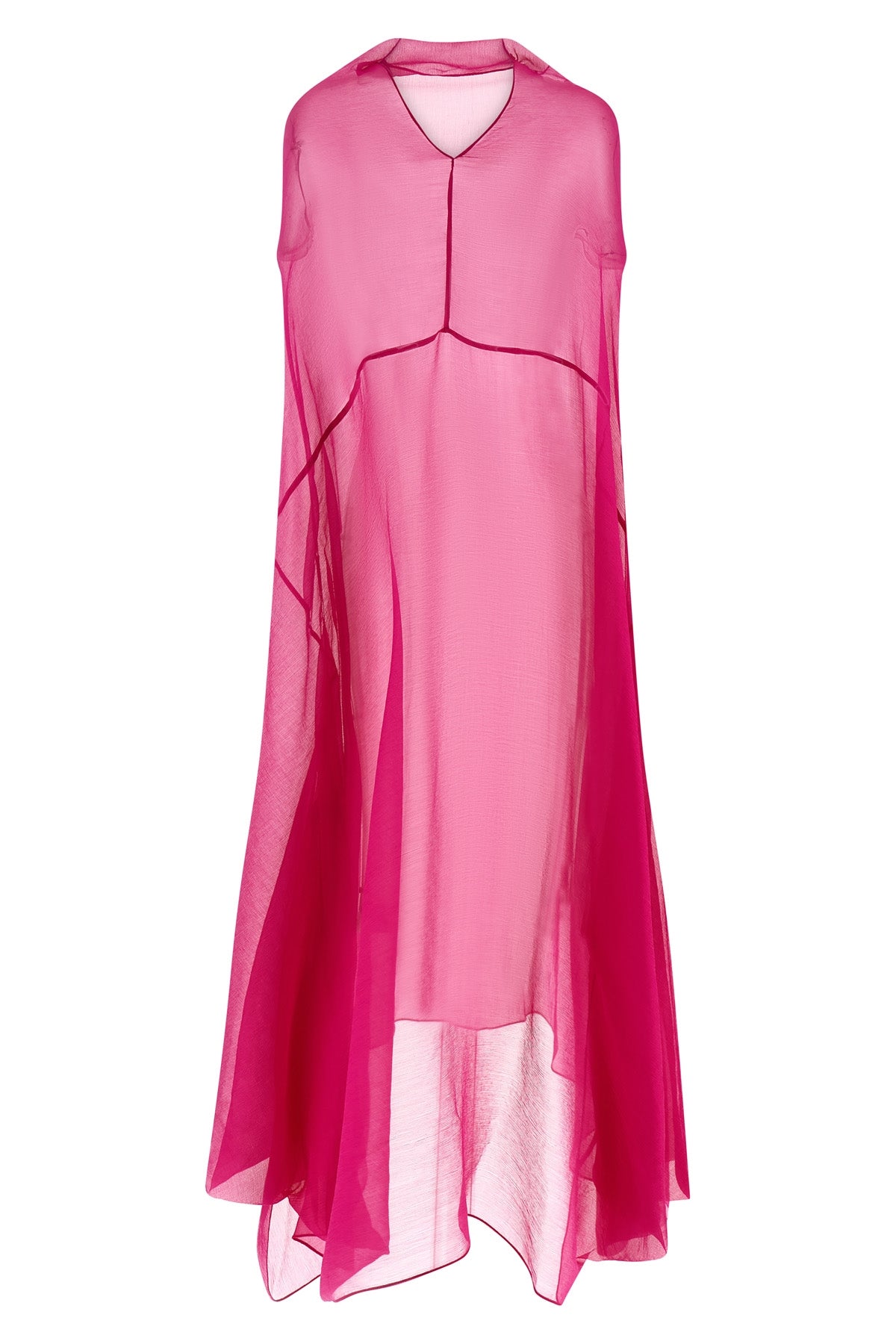 ducy midi dress in semi-transparent silk