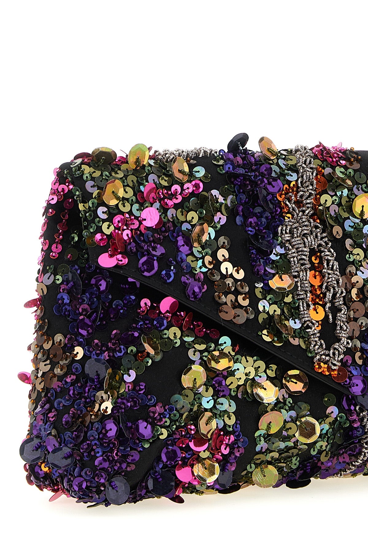 the dries van noten clutch bag is built on a structured satin base