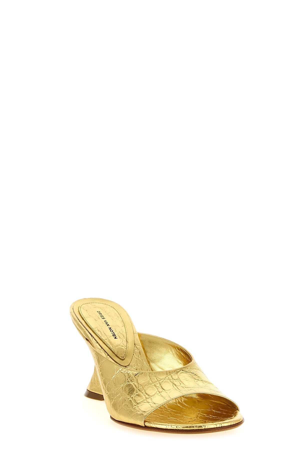 laminated embossed leather mules