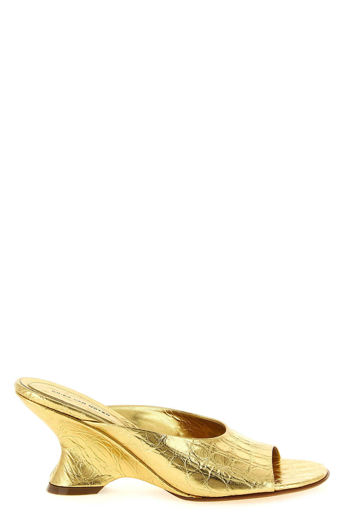 DRIES VAN NOTEN 41 laminated embossed leather mules