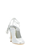 craquelé-effect laminated leather mules