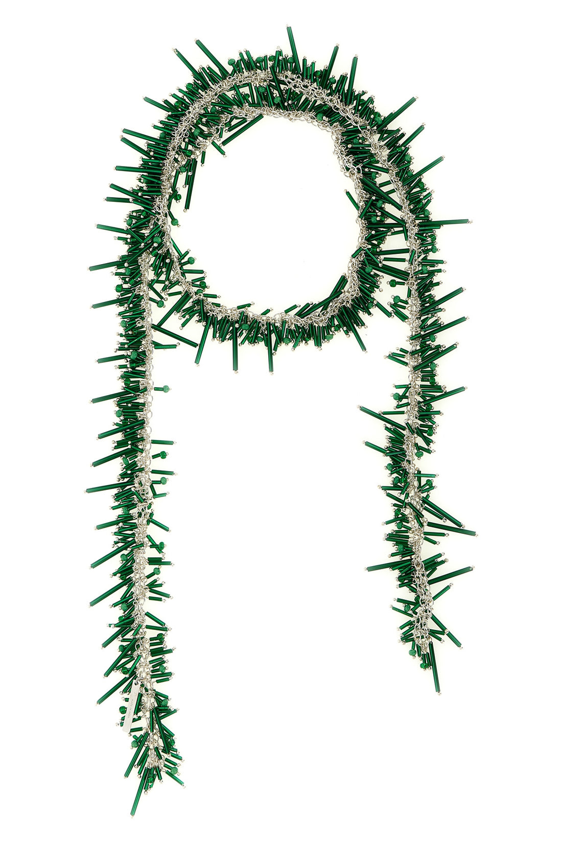 DRIES VAN NOTEN OS embroidered scarf handmade necklace in brass