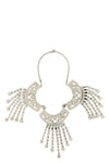 the dries van noten statement necklace is built on a silver metal structured bas