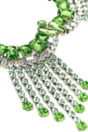 the dries van noten statement necklace is built on a silver metal structured bas
