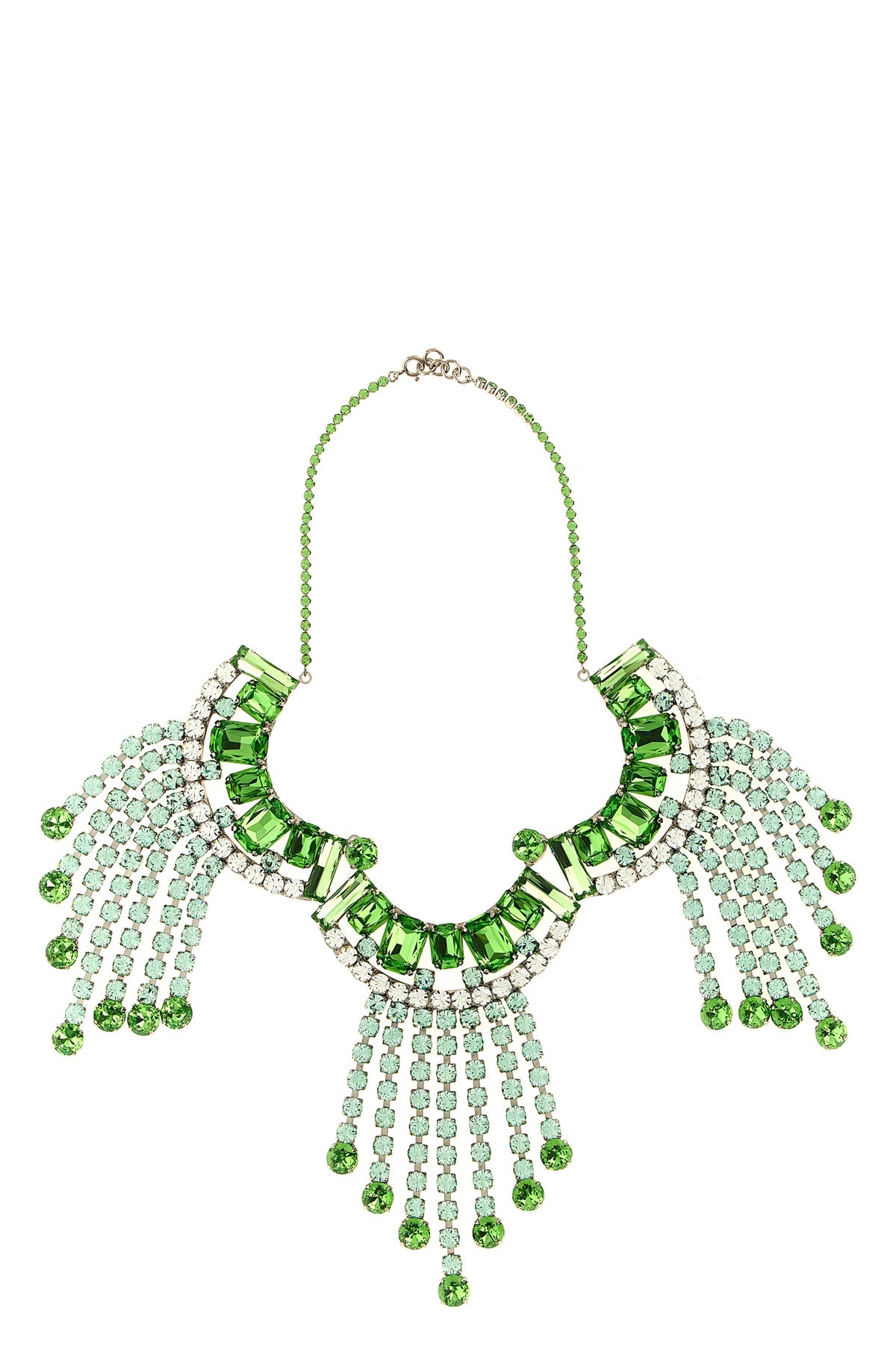 the dries van noten statement necklace is built on a silver metal structured bas