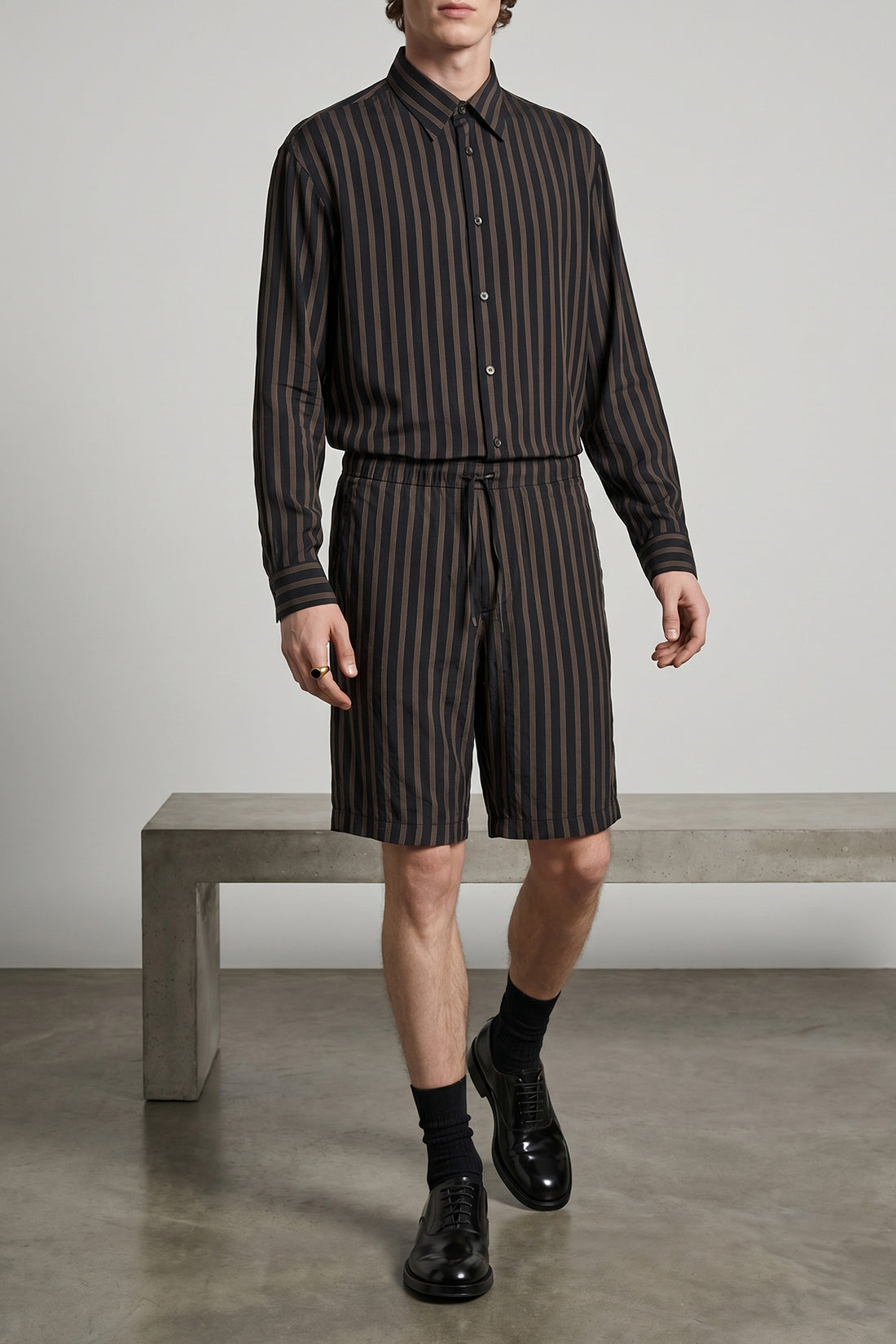 DRIES VAN NOTEN XL croom cupro shirt