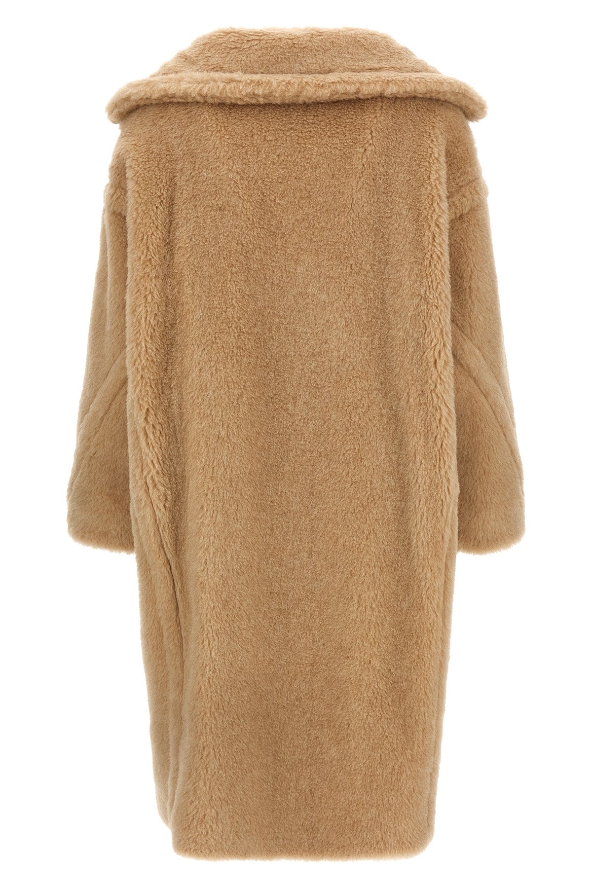 tedgirl - teddy bear icon double-breasted coat in alpaca and wool on silk base
